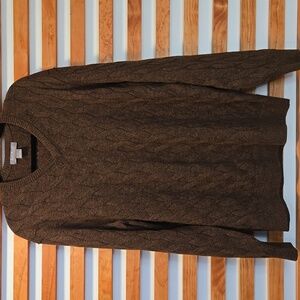 Daniel Cremieux V-Neck Cable‎ Knit Sweater - Brown